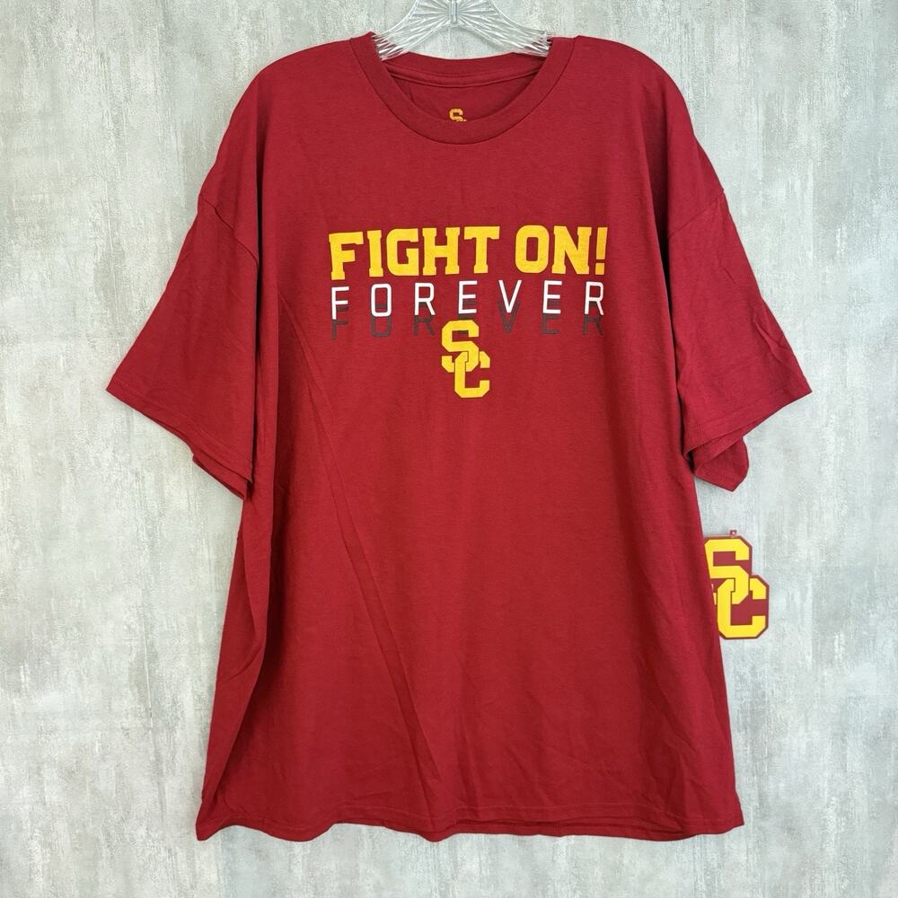 USC Trojans T-Shirt Men's 2XL Fight On Forever Red Short Sleeve Crew Neck NWT